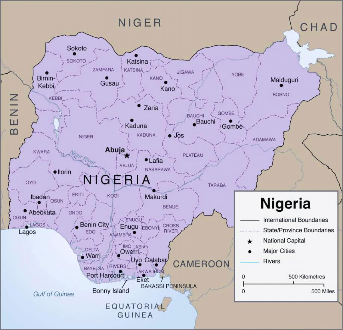 خريطة مفصلة نيجيريا