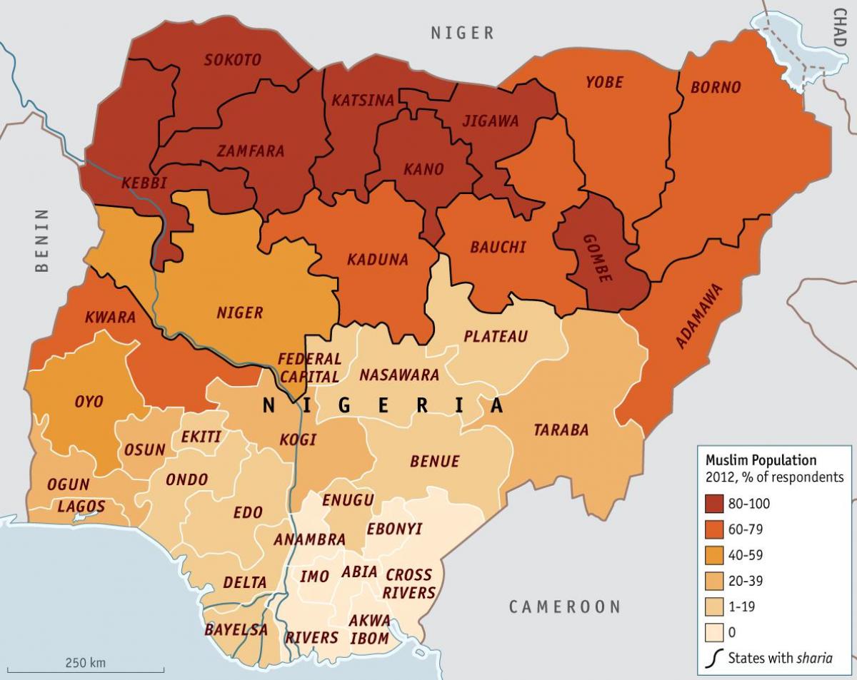 خريطة نيجيريا الدين