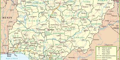 خريطة نيجيريا عرض الطرق الرئيسية