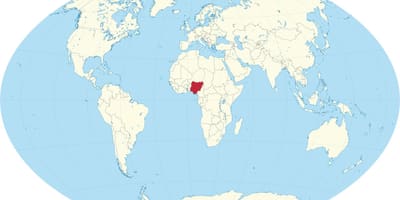 خريطة العالم تظهر نيجيريا